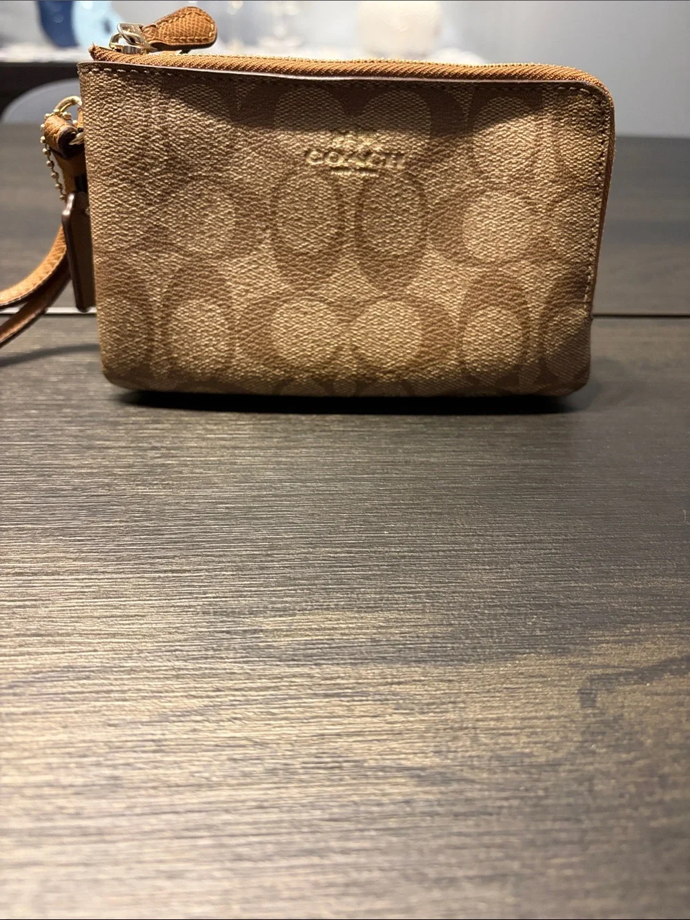 Coach Double Zip Wristlet in Signature Canvas
